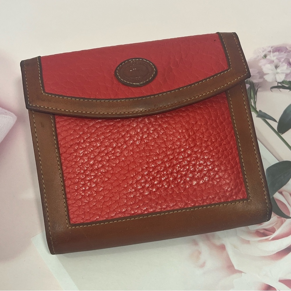 🦆 DOONEY & BOURKE WALLET RED TAN LEATHER WITH KISSLOCK POUCH COIN BAG VINTAGE